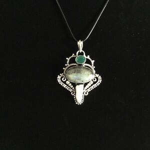 HP🌹LABRADO RITE, MOONSTONE, NEPHRITE JADE STERLING SILVER PENDANT/CHAIN INCLUDED